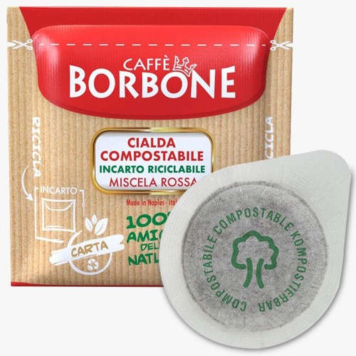 150 Cialde di Caffè Borbone Miscela Rossa, Cialde Monodose ESE 44 mm Compostabili in filtro carta